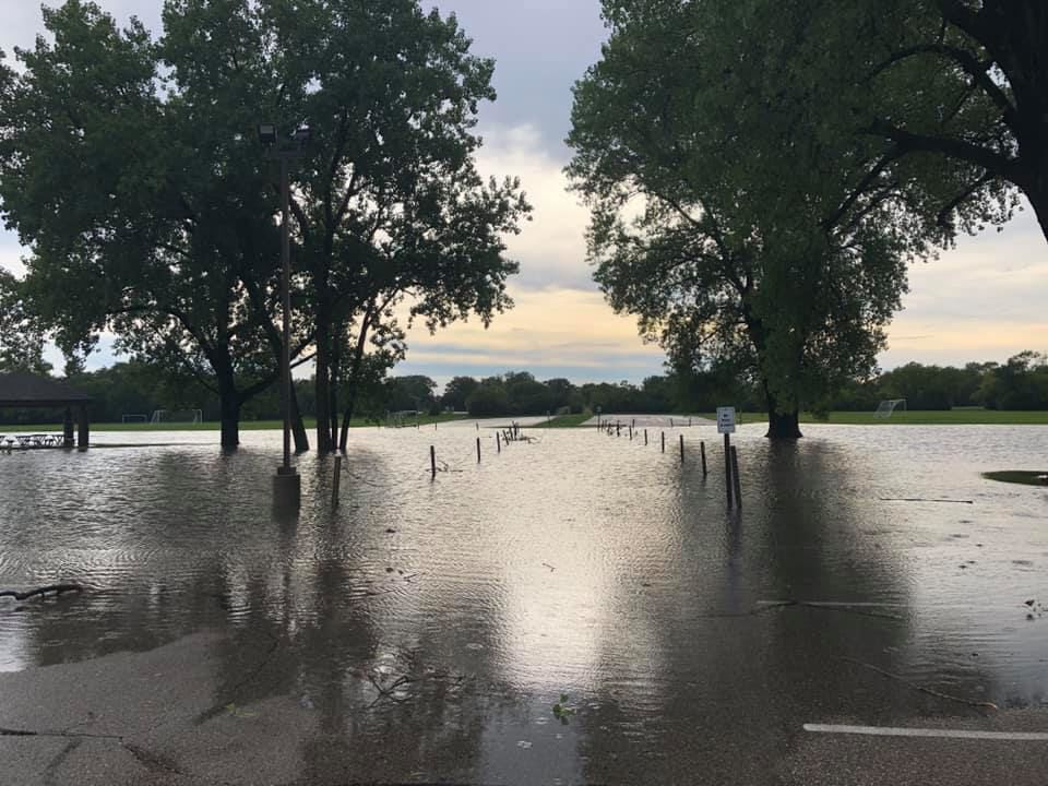 Flooding at the soccer SCORe Complex, 9509 Dunkelow Road